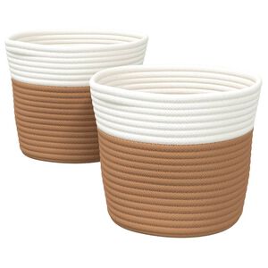 vidaXL Storage Baskets 2 pcs Brown and White &Oslash;24x18 cm Cotton