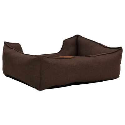 vidaXL Dog Bed Brown 85.5x70x23 cm Linen Look Fleece