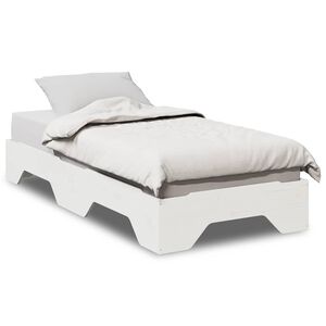 vidaXL Bed Frame No Mattress Stackable White 90x190 cm Single Solid Wood