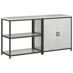 vidaXL Kitchen Storage Set with Shelf 2 pcs Silver Galvanised Steel