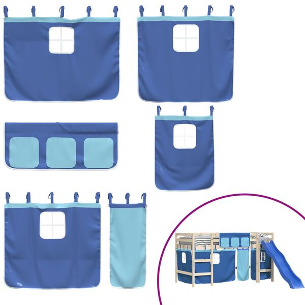 vidaXL Curtains for Loft Bed Blue Polyester