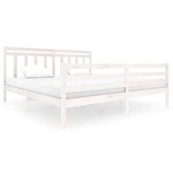 vidaXL Bed Frame without Mattress White Solid Wood 200x200 cm (810451+814115)