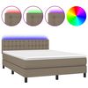 vidaXL Box Spring Bed with Mattress&LED Taupe 140x190cm Fabric