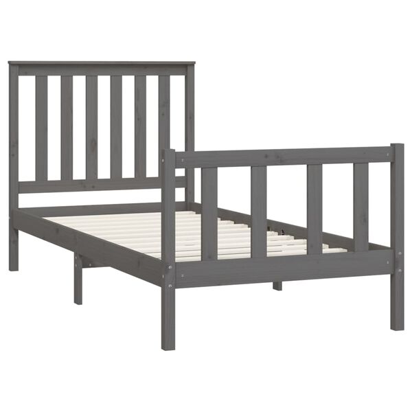 vidaXL Bed Frame without Mattress Grey 90x200 cm Solid Wood Pine