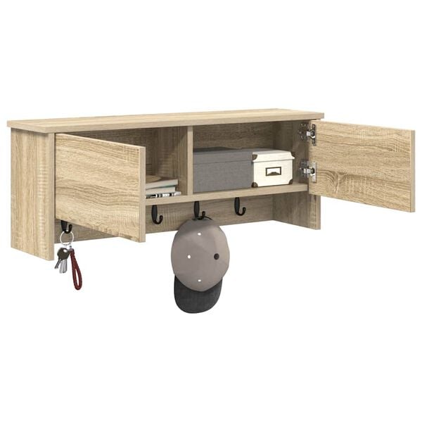 vidaXL Wall-Mounted Coat Rack with Shelf Sonoma Oak 80 x 20 x 30 cm