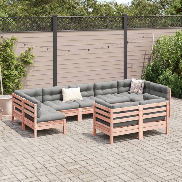 vidaXL 9 Piece Garden Sofa Set with Cushions Solid Wood Douglas Fir
