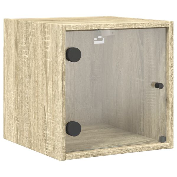 vidaXL Bedside Cabinet with Glass Door Sonoma Oak 35x37x35 cm