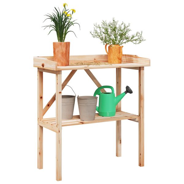 vidaXL Plant Table with Shelf 78x38x82.5 cm Solid Wood Fir
