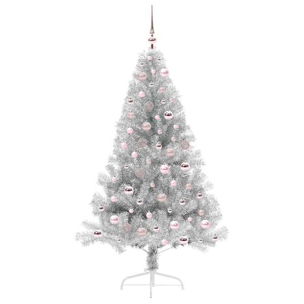vidaXL Artificial Pre-lit Christmas Tree Silver 180 cm PET