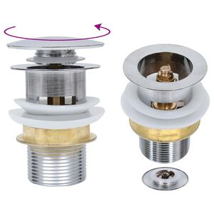 vidaXL Push Drain without Overflow Function Silver 6.4x6.4x9.1 cm