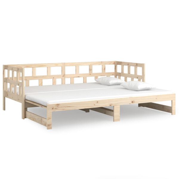 vidaXL Pull-out Day Bed without Mattress Solid Wood Pine 2x(90x190) cm