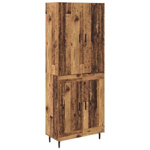 vidaXL Highboard 2 pcs Old Wood Engineered Wood and Glass