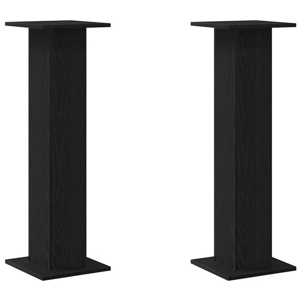vidaXL Speaker Stands 2 pcs Black Oak 30 x 30 x 95 cm Engineered Wood