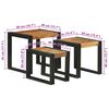 vidaXL Nesting Table 3 pcs Solid acacia wood and a metal
