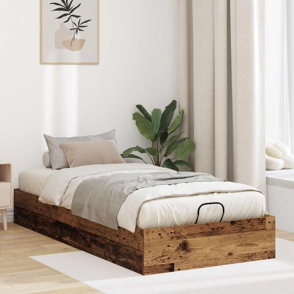 vidaXL Ottoman Bed Frame Old Wood 80.5 x 200 cm Engineered Wood