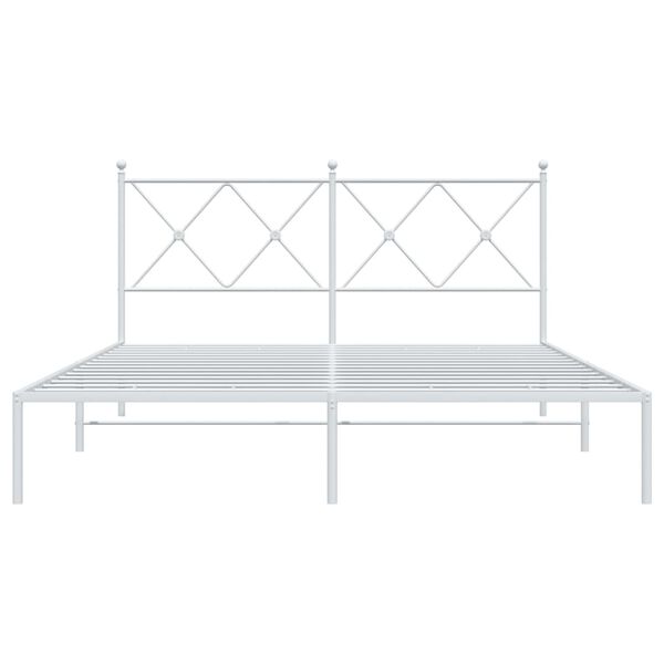 vidaXL Metal Bed Frame without Mattress with Headboard White 150x200cm