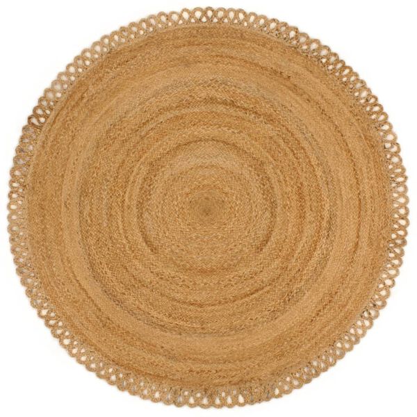 vidaXL Braided Area Rug with Wave Edge 180 cm Jute Round