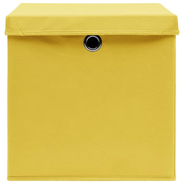 vidaXL Storage Boxes with Lids 10 pcs Yellow 32x32x32 cm Fabric