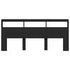 vidaXL Headboard Cabinet with LED Black 220x17x102 cm