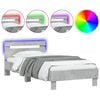 vidaXL Bed Frame without Mattress with LED Lights Concrete Grey 90x200 cm