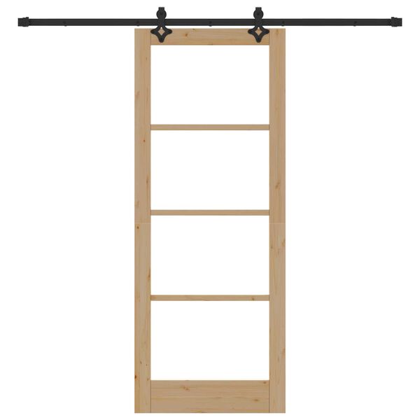 vidaXL Sliding Door Natural 83 x 211 cm Solid Pine Wood and Glass