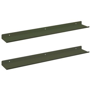 vidaXL Floating Shelf 2 pcs Olive Green 60 x 8.5 x 2.5 cm Steel