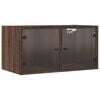vidaXL Wall Cabinets with Glass Doors 2 pcs Brown Oak 68.5x37x35 cm