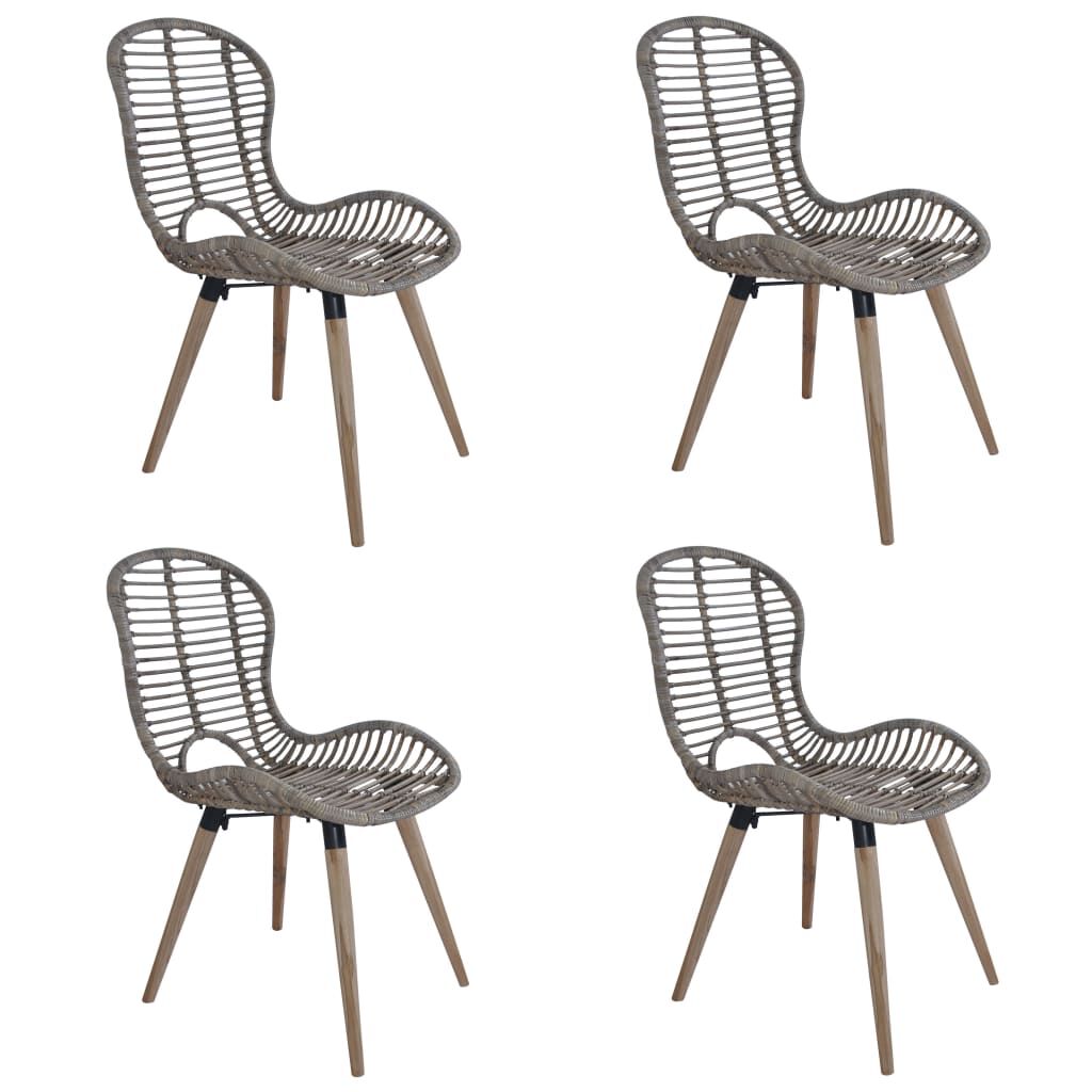 Vidaxl dining chairs 4 online pcs natural rattan