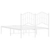 vidaXL Metal Bed Frame without Mattress with Headboard White 120x190cm