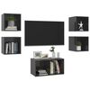 vidaXL 5 Piece TV Cabinet Set High Gloss Grey Engineered Wood