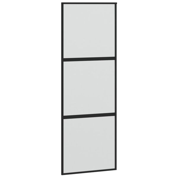 vidaXL Sliding Door Black 76x205 cm Tempered Glass and Aluminium
