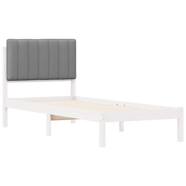 vidaXL Bed Frame with Upholstered Headboard Light Grey 75 x 190 cm