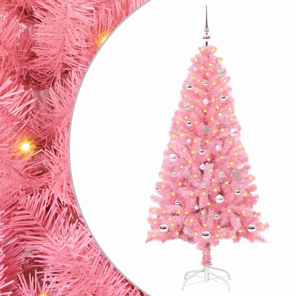 vidaXL Christmas Tree with 150 LEDs with Stand Pink 150 cm PVC