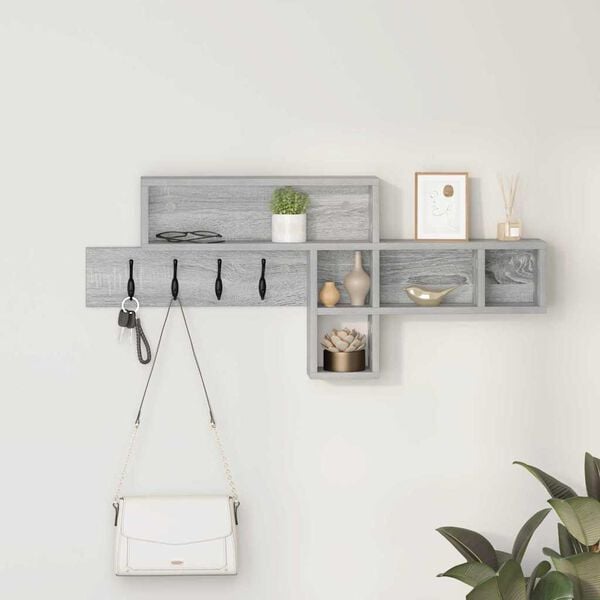vidaXL Wall-Mounted Coat Rack Grey Sonoma 100 x 12 x 43.5 cm