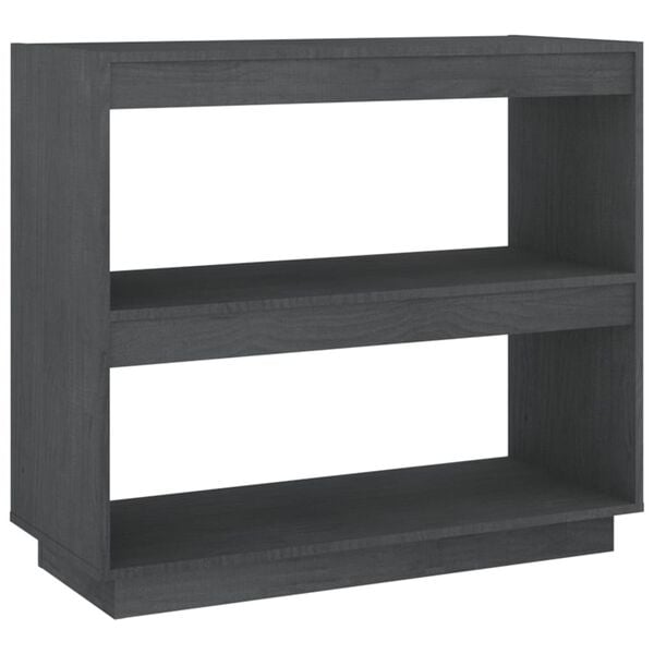 vidaXL Book Cabinet Grey 80x35x71 cm Solid Pinewood