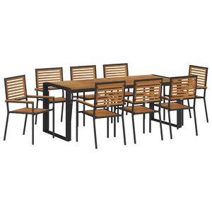 vidaXL Garden Dining Set 9 pcs Black and Brown Poly Rattan