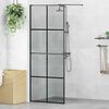 vidaXL Walk-in Shower Wall Black 80 x 195 cm Tempered Glass