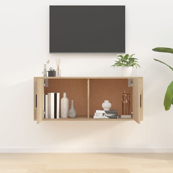 vidaXL Wall Mounted TV Cabinet Sonoma Oak 100x34.5x40 cm