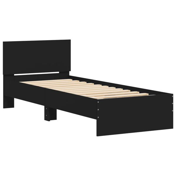 vidaXL Bed Frame without Mattress with Headboard Black 90x190 cm Single