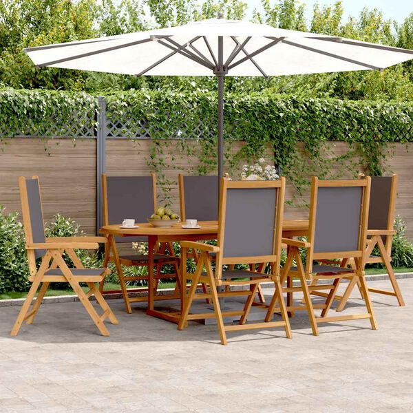 vidaXL 7 Piece Garden Dining Set Anthracite Fabric and Solid Wood