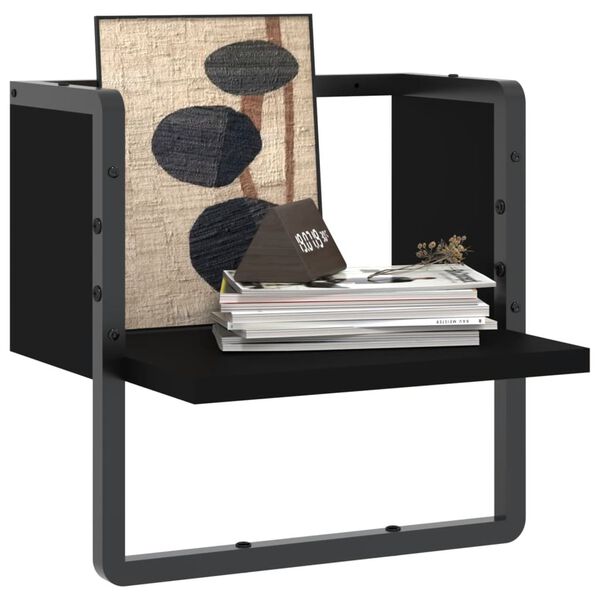 vidaXL Wall Shelf with Bar Black 30x25x30 cm