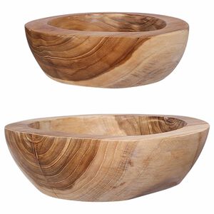 vidaXL Fruit Bowl JEPARA 2 pcs Teak Brown Solid Teak Wood