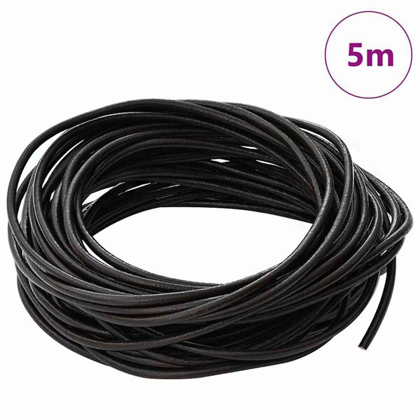 vidaXL Leather Cord Dark Brown &Oslash;3 mm x 5 m Leather