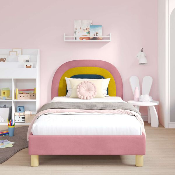 vidaXL Children's Bed Frame with Headboard Pink 80 x 200 cm Velvet