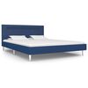 vidaXL Bed Frame with LED without Mattress Blue Fabric 135x190 cm Double