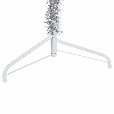 vidaXL Slim Artificial Half Christmas Tree with Stand Silver 210 cm