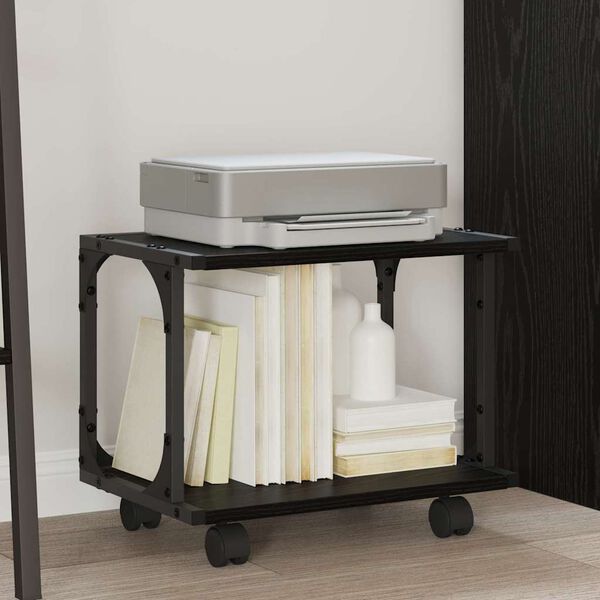 vidaXL Printer Stand Black Oak 41 x 28 x 33.5 cm Engineered Wood