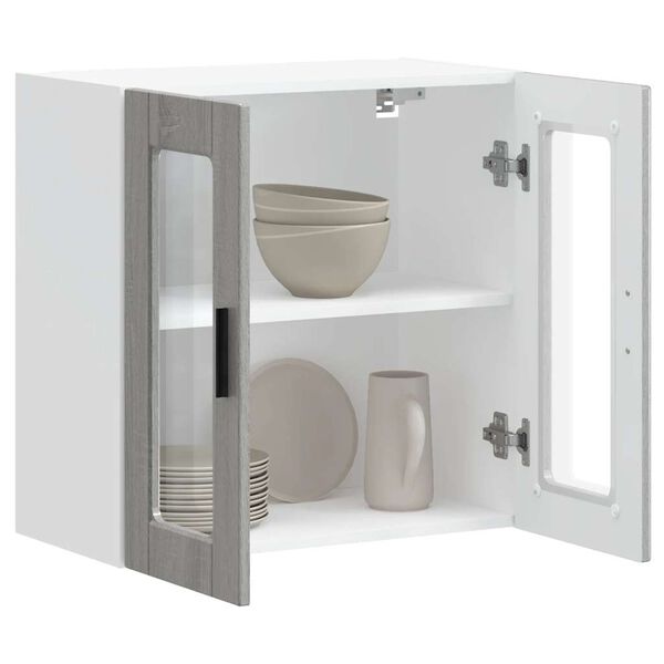 vidaXL Kitchen Wall Cabinet with Glass Door Porto Grey Sonoma
