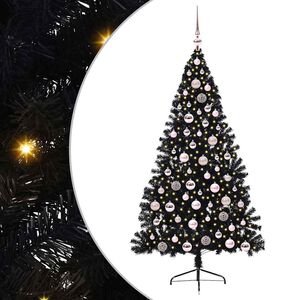 vidaXL Artificial Pre-lit Christmas Tree Black 180 cm PVC