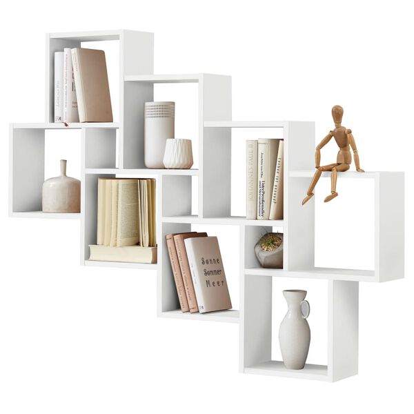 FMD Wall-Mounted Shelf with 11 Compartments White